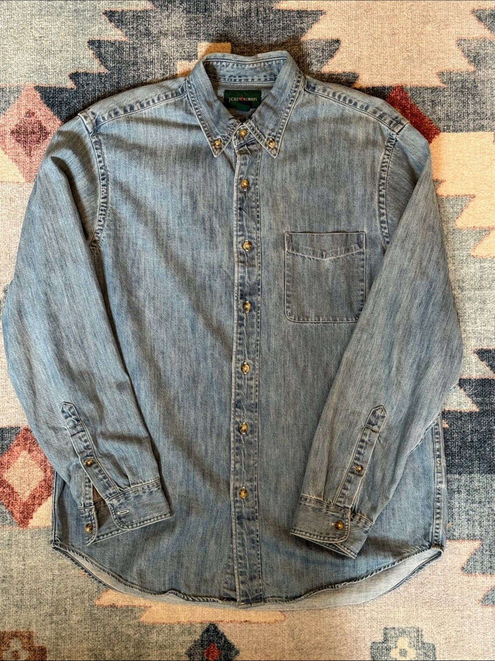 J. Crew Always Shirt Size Medium Blue Denim Oarsman Button Down Midweight